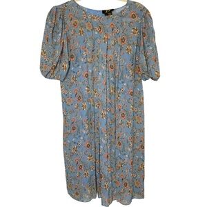 Sachin + Babi Size 0 Blue Floral Print Cottagecore Marina Pleated Mini Dress